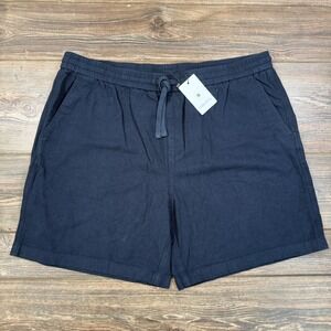 Collars & Co Mens Size 2XL Toscano Linen & Cotton Shorts Navy Drawstring NEW